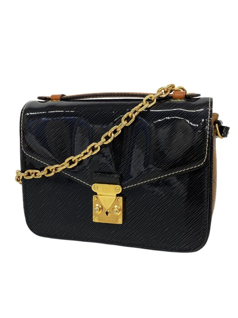 Louis Vuitton Handbag Shiny Epi Monogram Reverse Pochette Metis Mini Black